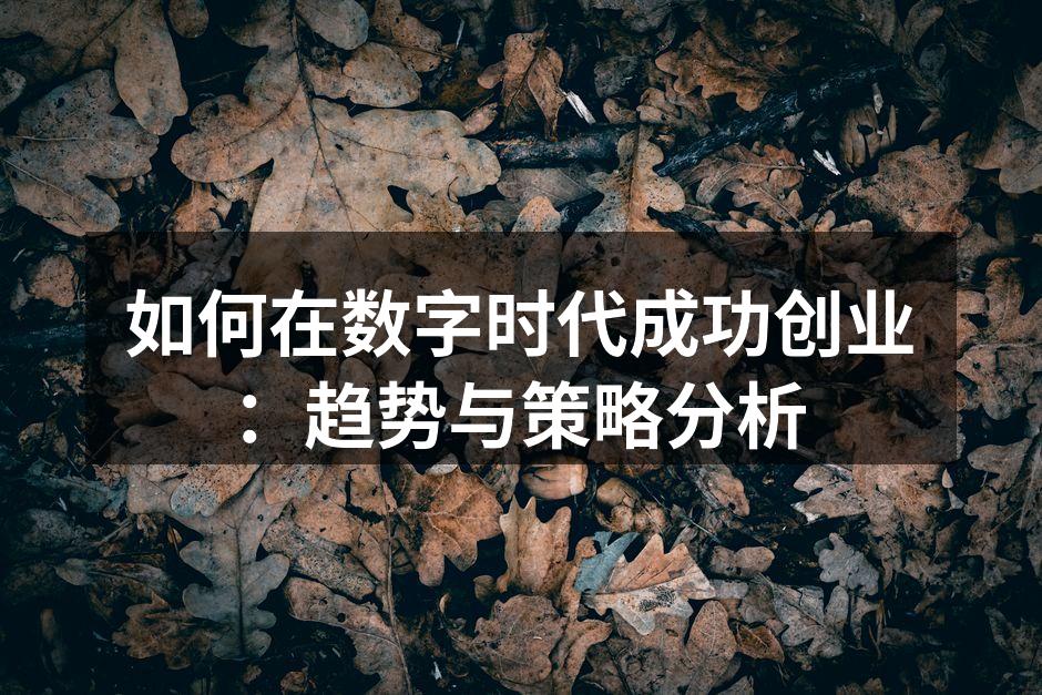 如何在数字时代成功创业：趋势与策略分析